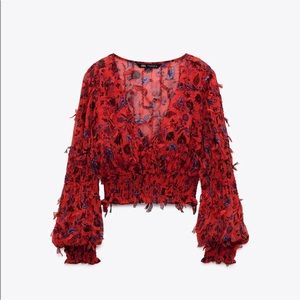 NWT Zara Feathery Printed Top
